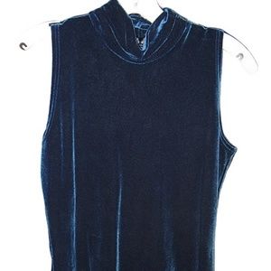 Midnight Blue Velvet Sleeveless Mock TurtleneckTop